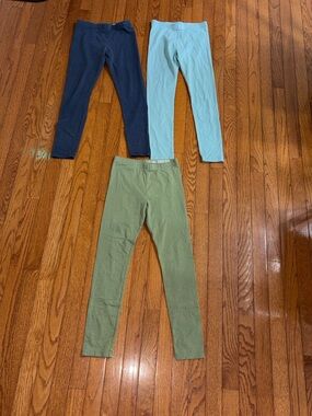 wonder nation Girls' 3-Pack Leggings - Navy, Light Blue, Olive